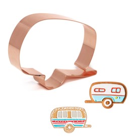 The Fussy Pup Camper Cookie Cutter 4 Inch, Handmade Solid Copper, USA Made, Vintage Travel Trailer, Glamper Baking Tool, Camping Party Favor