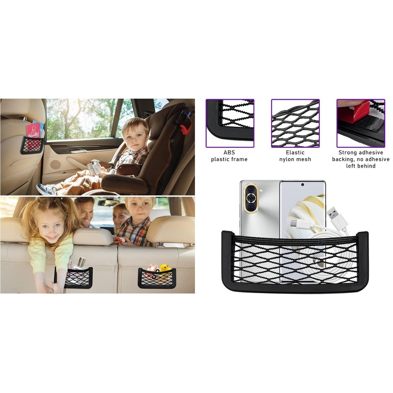 Framed Mesh Net Holder Car Organizer, Seat Side Back Netting