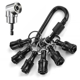 8 Pack 1/4 Inch Hex Bit Holder Keychain, Shank Screwdriver Bits Holder with 105° Right Angle Drill, Extension Quick Change Lightweight Portable Drill Bit Organizer for DIY, Electrical, Woodworking