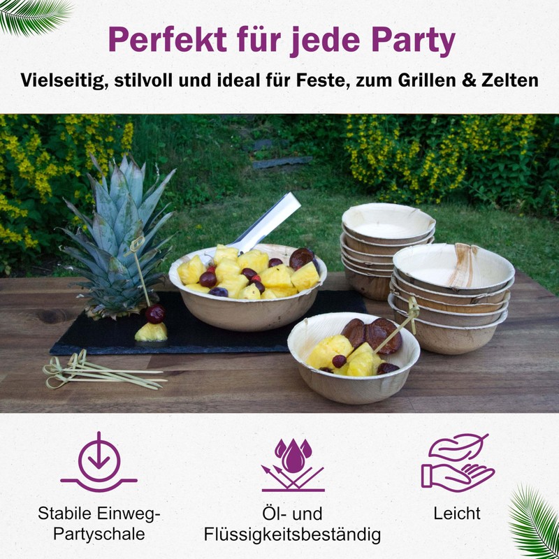 Waipur Organic Palm Leaf Bowls – 25 Bowls Diameter 11