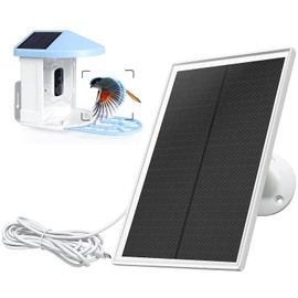 6W Solar Panel Charger Compatible with Netvue Bird Feeder Camera, 9.8ft Long Cable, Waterproof