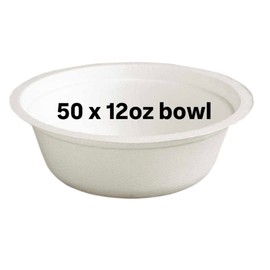 50 Pack Strong Disposable Bowls – Pack of 50 x 12oz Bagasse eco Friendly Bowls Disposable – Biodegradable Eco-Friendly Microwavable Soup Bowls for Dessert Milk Salad Cereals