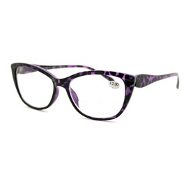 PASTL Clear Lens Glasses With Bifocal Reading Lens Womens Rectangular Cateye (purple, 1.25)