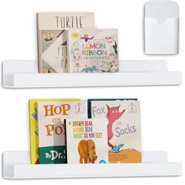 2 Pcs Magnetic Book Shelf for Whiteboard,Reusable Magnetic Book Holder and Pen Holder，Use for Classroom,Office, Refrigerator,School Supplies-White