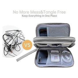 Ausein Organizador de Cables, Estuche para Cables y Cargadores para Viaje, Multifuncional Bolsa para Accesorios Electrónicos, Porta Cables Portátil Impermeable para Discos Duros, Tarjeta SD(Gris)