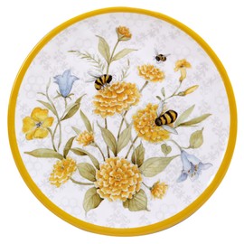 Certified International Bee Sweet 12-Piece Melamine Dinnerware Set, Service for 4, Bee & Floral Plates and Bowls, Durable Shatterproof Outdoor Tableware for Spring & Summer Entertaining