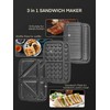 FOHERE Sandwich Maker 3 In 1 Waffle Maker With Removable