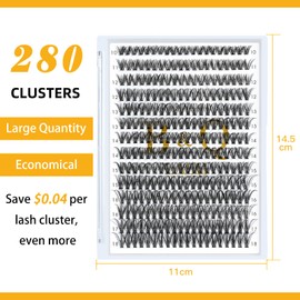 B&Q Individual Eyelashes, 40D-0.07D-10, Individual Eyelashes for Beginners, Lash Clusters, Volume Eyelash Extensions, Pack of 280 (40D-0.07D, 10 mm)