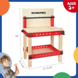 -- WORKPRO 70PC Kids Building Toy Educational Construction Toy Wooden Workbench Kit
