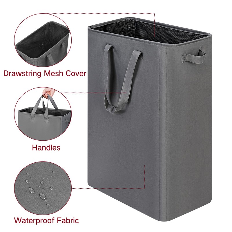 efluky Slim Laundry Basket, Narrow Laundry Hamper with Handles, Collapsible
