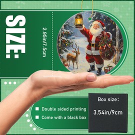 Christmas Ornaments Christmas Home Decor - Santa Claus Brings Presents - Christmas Tree Decoration Ceramic Ornament,Holiday Present Idea,Round Keepsake 2.95in