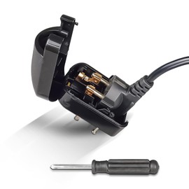 Euro Earthed to UK Converter Plug, OFOAEEA 3 Pin Converter Plug, EU to UK Plug, European to UK Plug Adaptor, Pin Converters with Screwdriver, Euro Earthed to UK 3 Pin Earthed (13A, Black)