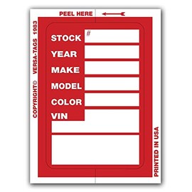 Red Versa Tags - Kleer-bak - Stock Stickers - 100 Pack