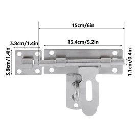 ASelected 2 Pcs Gate Bolt Lock 6 in(152Mm) Heavy Duty Door Lock Stainless Stee Gate Bolts for Garden Gate Stables Wooden Gates(Silver)