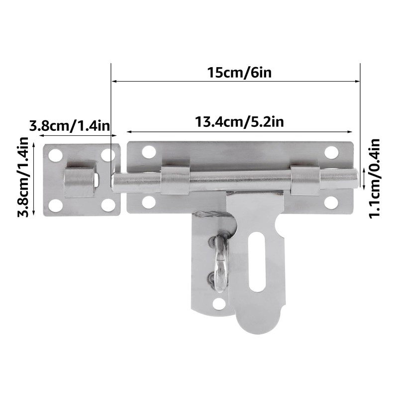 ASelected 2 Pcs Gate Bolt Lock 6 in(152Mm) Heavy Duty