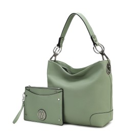 MKF Collection Hobo bag 2-PC Set for Women, Vegan Leather Shoulder bag, Wristlet Purse