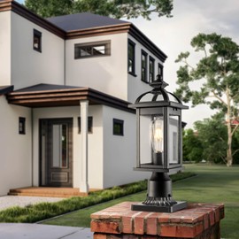 Darkaway Outdoor Post Lights Lamp Posts Outdoor Lighting, Waterproof Aluminum Post Lights Exterior Light Fixtures with Glass,Fence Pole Lights for Yard Patio Garage （2 Pack）