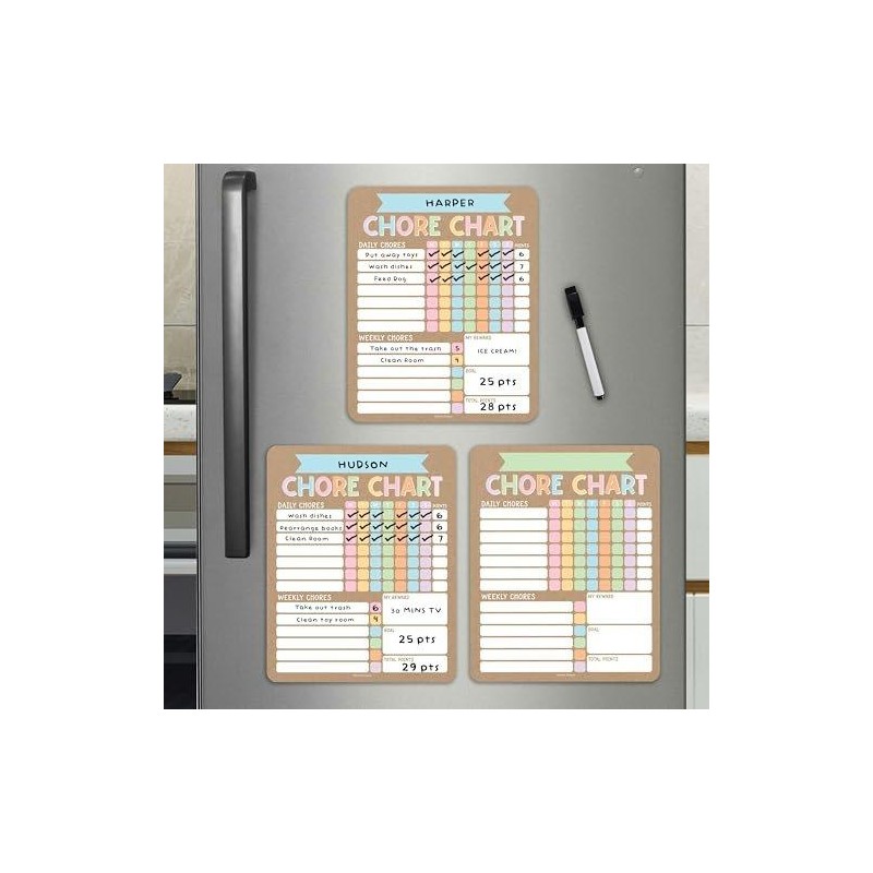 Hadley Designs Chore Charts Set of 3 for Multiple Kids:_Geo
