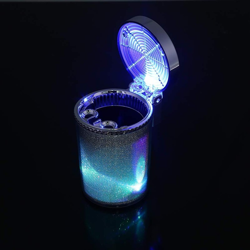Juhon Cigar Ashtray with LED Light Container Smoke Cup Holder