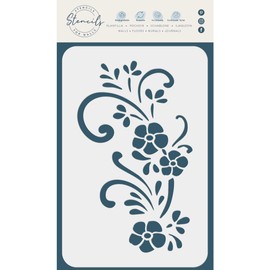 Swirly Flowers Stencil 11.4 x 19 cm (M) - Classic Flowers Border Stencils for Painting Template