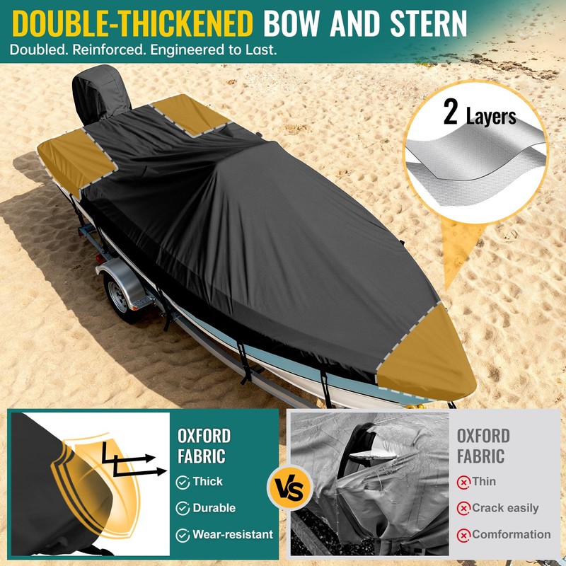 Center Console Boat Cover,20'-22'ft Waterproof 900D PU Heavy Duty Trailerable