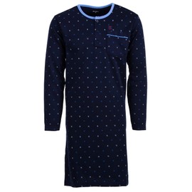 Henry Terre Men's Long-Sleeved Thermal Wave Design Chest Pocket Button Placket Size M-3XL, navy