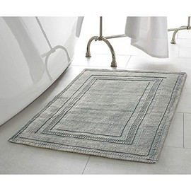 Jean Pierre New York Alfombra de baño, algodón, Lavado a la Piedra, diseño Circuito, Contemporáneo, Gris, 17x24/20x32 in. Set, 1, 2