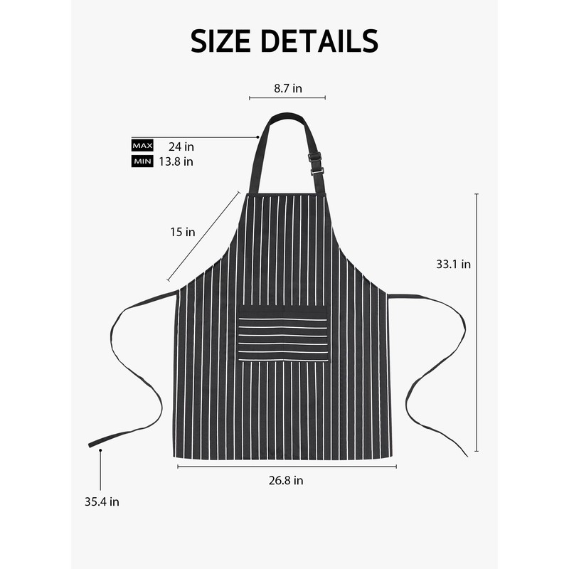 Syntus 2 Pack Adjustable Bib Apron with 3 Pockets Cooking