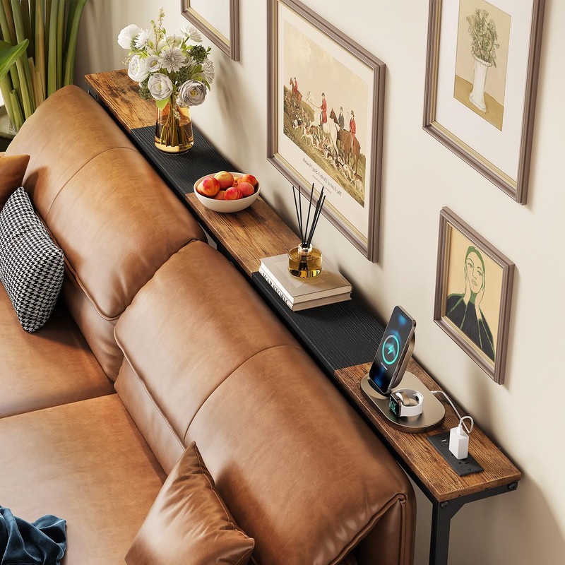 76.9" Narrow Console Table with Power Outlet for Living Room