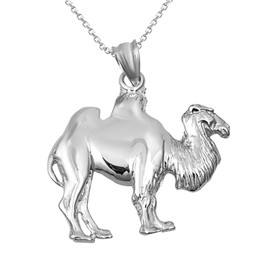 .925 Sterling Silver 1-1/10" Arabian Desert Charm Dromedary Camel Travel Pendant Necklace - Choose Pendant Only or Necklace Chain Length, No Gemstone