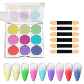 9 Color Gradient Powder Palette Gel Nail Powder with 6 Sponge Tips for Painting Nail Art (2)