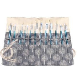 Canvas Artist Brush Bag Classic Style Protective Pouch for Storing Acrylic Paints Watercolor Oil Chalk Drawing Pens D