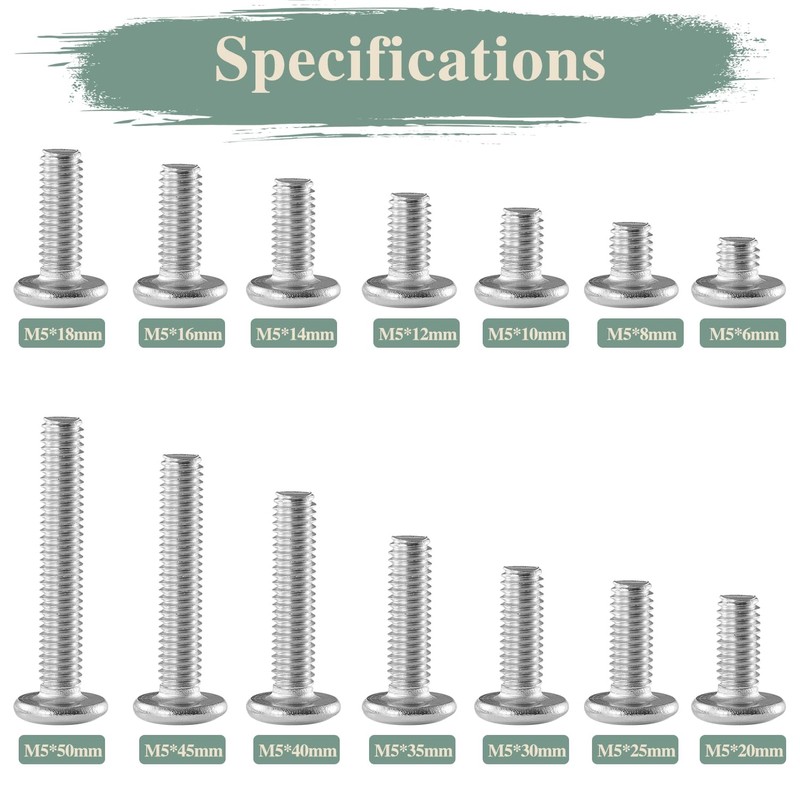 GOHODOMINO M5×18mm Flat Head Socket Cap Screws Bolts, Nuts, Flat