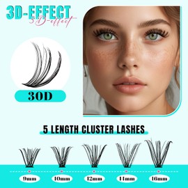 Lash Extension Kit 200PCS Lash Clusters 30D Curl 9-16mm Mix Eyelash Extension Kit with Waterproof Lash Bond and Remover,Individual Lashes with Lash Tweezers for Beginners at Home