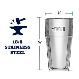 YETI Rambler 26 oz Stackable Cup, Vacuum Insulated, Stainless Steel with No Lid, Seafoam