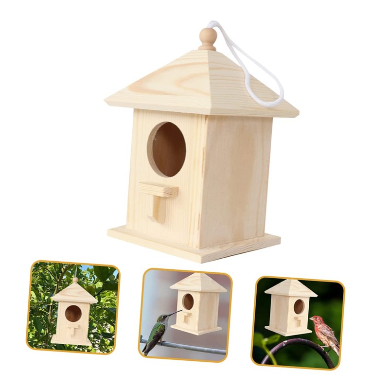 Sosoport Elegant Wooden Bird House Garden Nest Bird Feeder Hummingbird