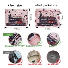 LParkin Book Cover with Zipper and Front Pocket, Book Cover Fabric for Book Lovers, 11 x 9 Inch, Waterproof Book Cover