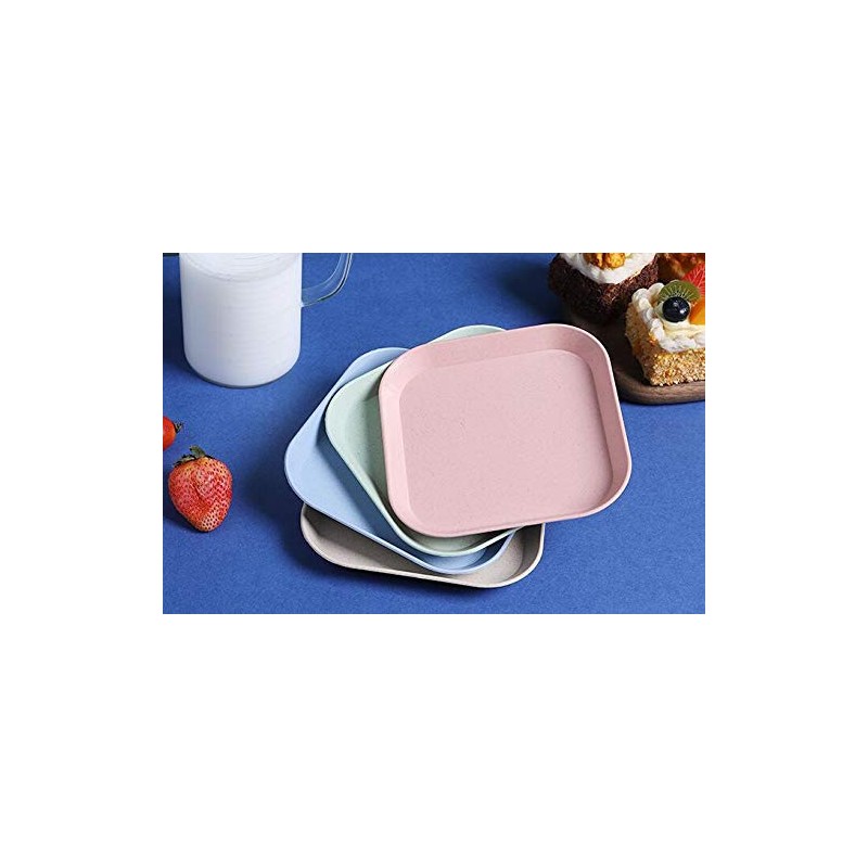 WOIWO 4PCS Wheat Straw Tableware Spit Bone Plate Household Plastic