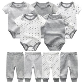 Chamie Newborn Short Sleeve Baby Bodysuit Baby Clothes set 9 Pack for Boys and Girls