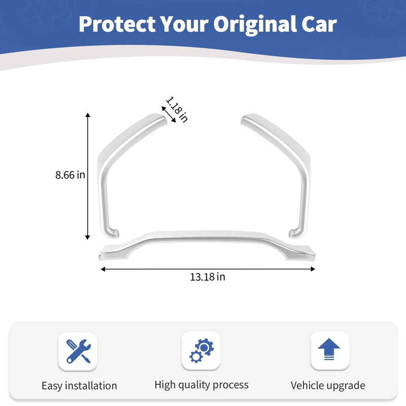 RT-TCZ for F150 Dashboard Instrument Panel Gauges Trim Cover Silver