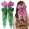 Ninejuize 2Pcs Glitter Hair Big Bows for Women Sequin Hair