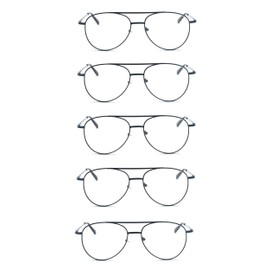 EYE ZOOM 5 Pack Unisex Aviator Style Reading Glasses for Women and Women (Navy Blue, +2.50)