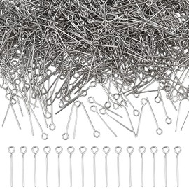 NBEADS 2000 Pcs 1.57 Inch in Length 304 Stainless Steel Eye Pins Open Eye Pins Headpins Jewelry Making Findings