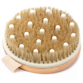 BEAUTY BY EARTH Dry Brushing Body Brush for Lymphatic Drainage & Cellulite - Natural Bristles for Wet and Dry Brushing, Body Exfoliating Brush with Massage Nodes for Soft & Smooth Skin