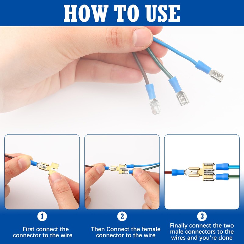 Tandefio 25 Pcs Double Piggyback Spade Connector Quick Disconnect Electrical