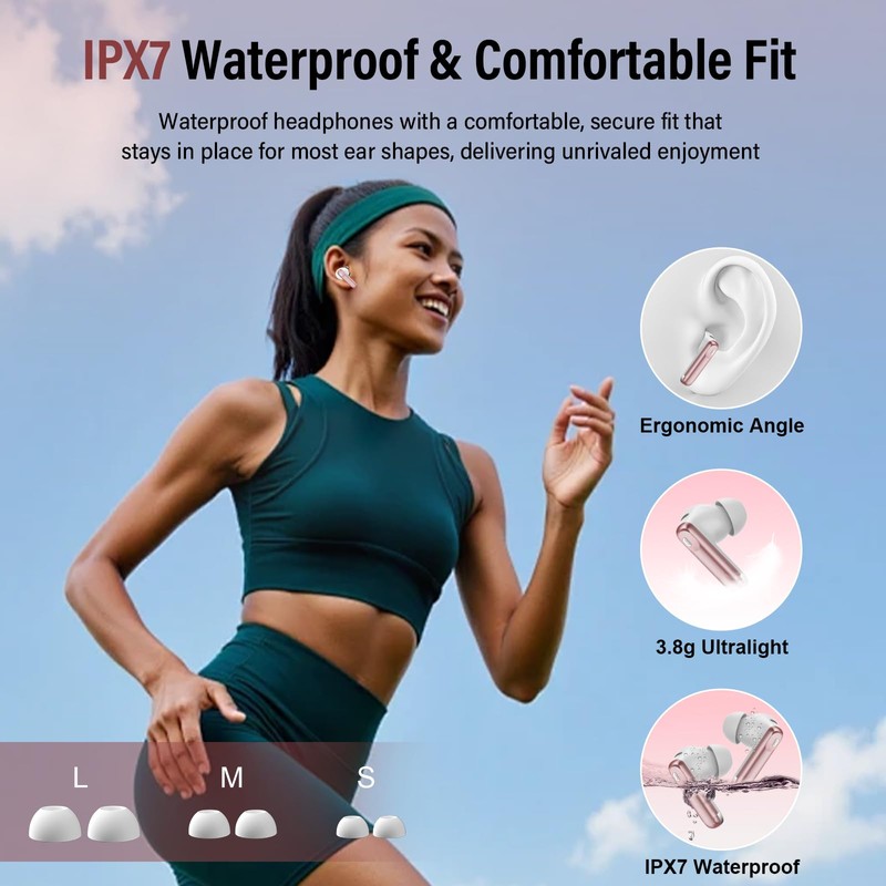 Thunelec Wireless Earbuds, Bluetooth 5.4 Headphones with Multifunctional Touch Screen,