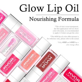 KYDA Hydrating Lip Glow Oil, Moisturizing Transparent Plumping Lip Gloss, Lip Oil Tinted for Lip Care and Dry Lips(#007)