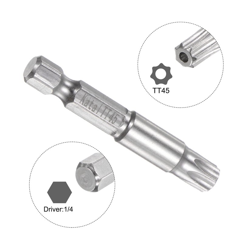 HARFINGTON TT45 Star 7 Point Screwdriver Bit 1/4" Hex Shank