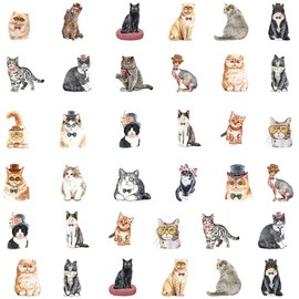 moin moin 2208sl198 Flake Stickers, Cat, 92 Piece Assorted Set, Watercolor Cat, Cute Animal, Animal, Schedule, Notebook, Album Decor, Letter, Calendar, Reward, Sticker