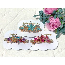 Adult Cute Gorgeous Rhinestone Barrette Hair Ornament, Easy Arrangement, Women's, 3 Types Set, Interchangeable Depending on Your Clothes and Mood, Hair Clip (A)